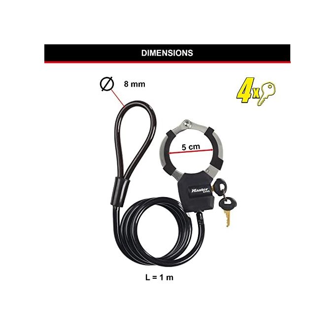 Master Lock 8275EURDPROBLK Lucchetto a Manette Street Cuff