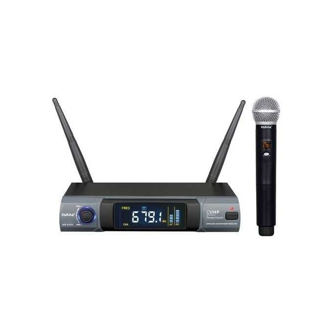 Karma SET 8300 Radiomicrofono Palmare UHF 48 Canali Portata 50mt Uscite XLR e Jack 6 3mm Alimentazione USB colore Nero