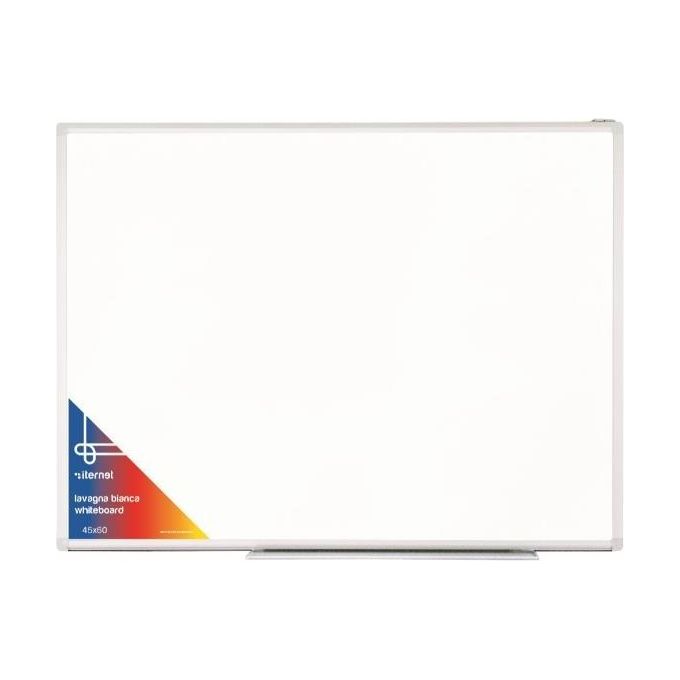 ITERNET 8301A Lavagna Magnetica Bianca 60x90 cm con Cornice in Alluminio e Vaschetta Porta Accessori colore Bianco