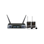 Karma SET 8302LAV Doppio radiomicrofono UHF ad archetto 48 canali portata 50 m uscite XLR e Jack 6,3 mm alimentazione USB valigia inclusa colore Nero