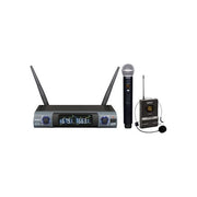 Karma SET 8302PL Doppio radiomicrofono wireless UHF palmare e archetto 48 canali portata 50 m con connettori XLR e jack 6,3 mm colore Nero
