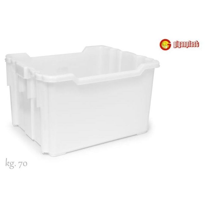 Giganplast GPS455320 Strong Cesta Trasporto 60x50x36 cm HDPE uso alimentare portata 70 Kg sovrapponibile colore Bianco