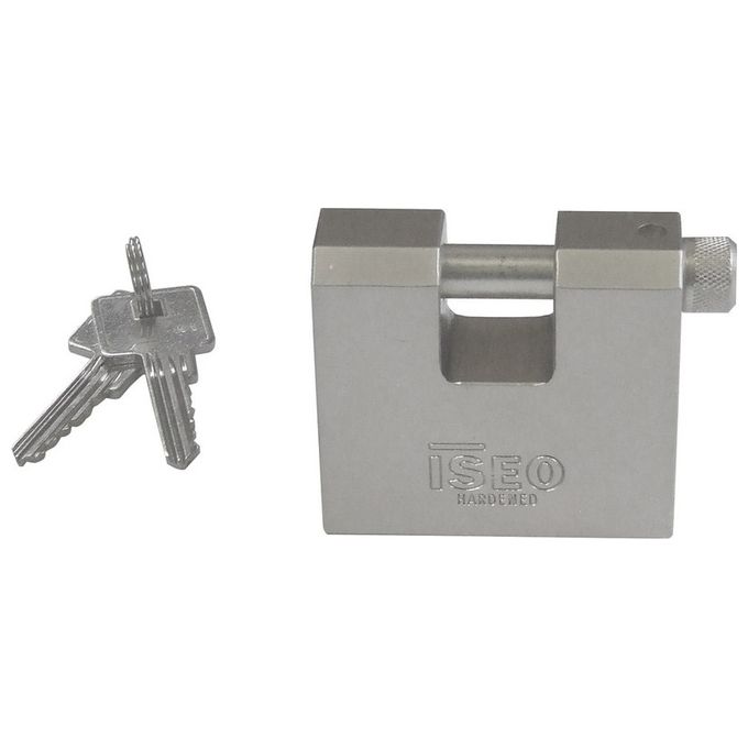 Iseo P2406611S Clarus Lucchetto Corazzato Rettangolare 66 mm Acciaio Carbonitrurato Arco 12 mm Antitrapano 2 Chiavi LIM