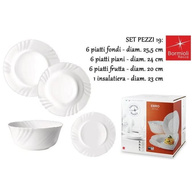 Bormioli Servizio da Tavola 19 Pezzi Ebro Bianco