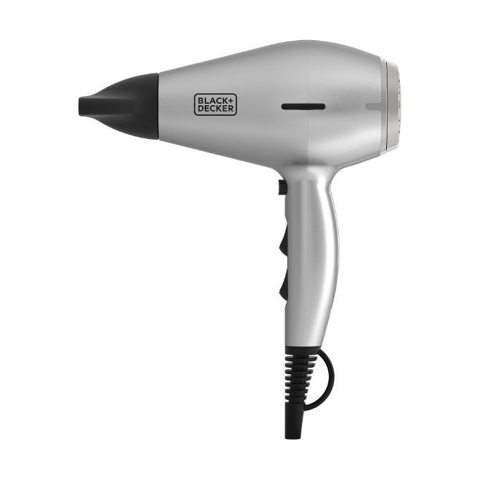 BLACK+DECKER BXHDA2400E Asciugacapelli 2400 W Ionico 2 Velocita' 3 Temperature con Diffusore e Concentratore colore Argento Grigio