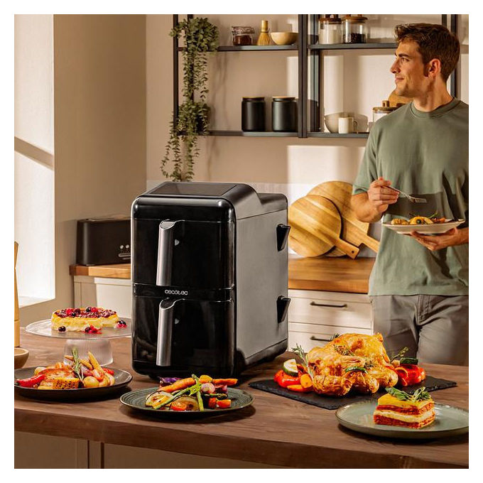 Cecotec A01EU01109325 Cecofry DuoLevel 12000 Window Friggitrice ad aria 12 L 2900 W 2 Cestelli 10 Programmi Touch colore Nero