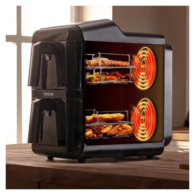 Cecotec A01EU01109325 Cecofry DuoLevel 12000 Window Friggitrice ad aria 12 L 2900 W 2 Cestelli 10 Programmi Touch colore Nero
