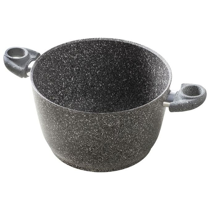ACCADEMIA MUGNANO CUORE DI PIETRA Pentola Con Coperchio Vetro 2 Manici Antiaderente Pietra Ad Induzione 24 cm colore Nero