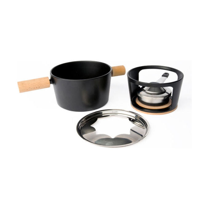 Stöckli Set Fonduta in Ghisa 1.8 L con 6 Forchette Nero