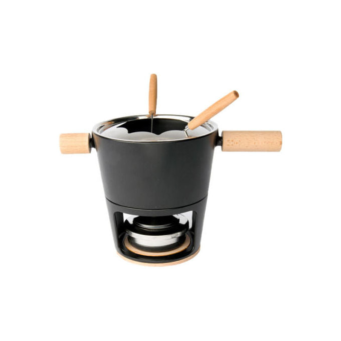 Stöckli Set Fonduta in Ghisa 1.8 L con 6 Forchette Nero