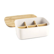 Tescoma 900826 Online Porta Bustine da Te' 6 Scomparti Rimovibili Coperchio in Bambu' 23.5x17x9.5 cm colore Avorio