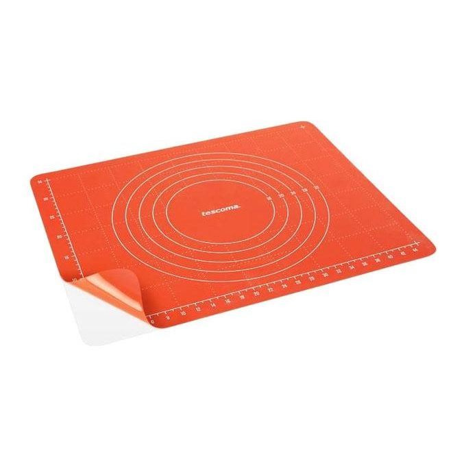 Tescoma T629448 Delicia Tappetino Stendipasta in Silicone 50x40 cm Scala Graduata Resistente 230°C colore Rosso
