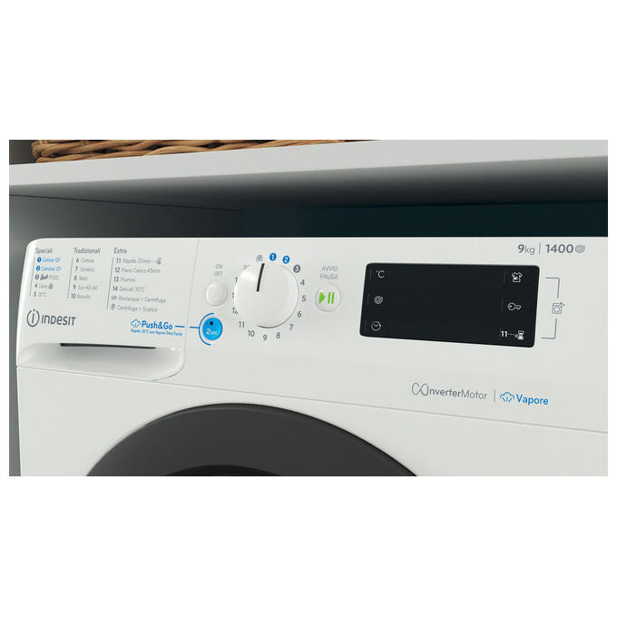 Indesit BWE91498XWKVIT Lavatrice a libera installazione 9 Kg 1351 rpm Classe A Inverter Vapore (85x60x63 cm) colore Bianco