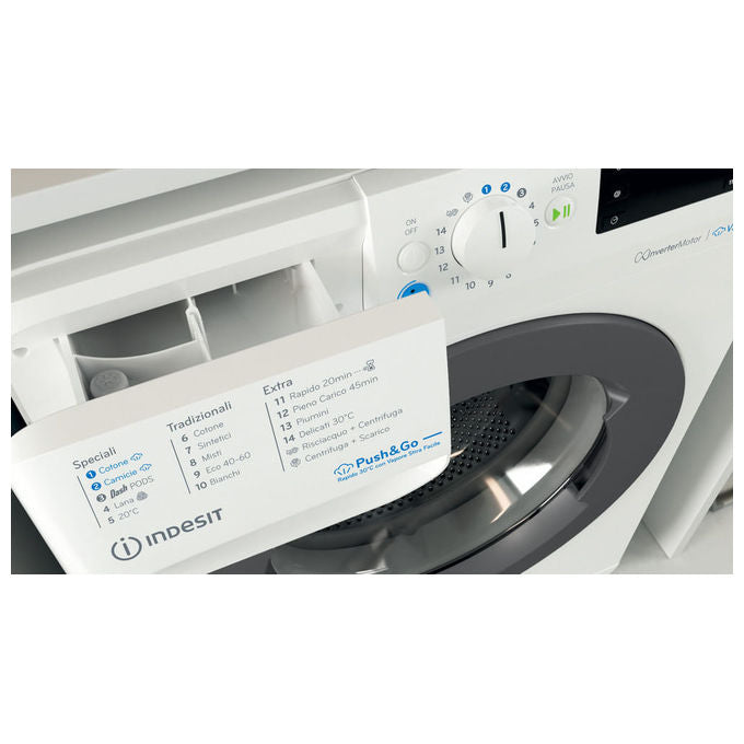 Indesit BWE91498XWKVIT Lavatrice a libera installazione 9 Kg 1351 rpm Classe A Inverter Vapore (85x60x63 cm) colore Bianco