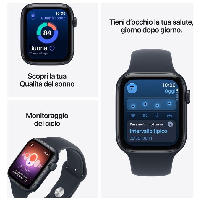 Apple MJLJ4QL-A Apple Watch SE 3 GPS + Cellular Cassa 40 mm in Alluminio Mezzanotte con Cinturino Sport Blu marino colore Blu marino