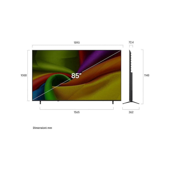 LG 85NU850B6LA Nano AI NU85 TV 85'' 4K UHD LED NanoCell webOS 26 con Multi AI HDR10 Pro AI Sound Pro colore Nero
