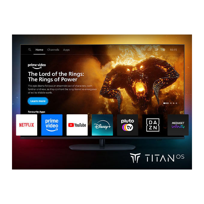 Philips tv QLED 4K 85 pollici, 85PUS8510-12, Ambilight, Smart TV Titan OS, Dolby Atmos, HDR10+, HDMI 2.1, nero