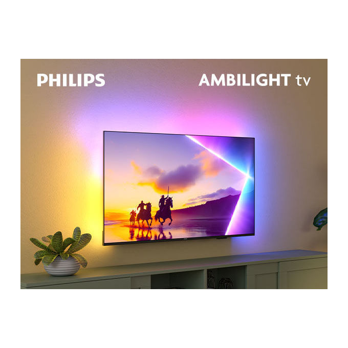 Philips tv QLED 4K 85 pollici, 85PUS8510-12, Ambilight, Smart TV Titan OS, Dolby Atmos, HDR10+, HDMI 2.1, nero
