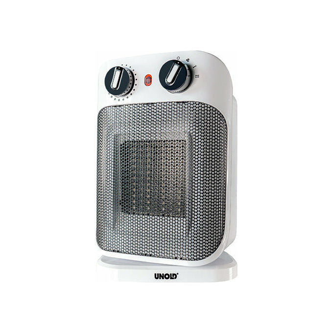 Unold 86460 Riscaldatore Ambiente Elettrico con Ventilatore Ceramica 1800 W Oscillante 70° Spegnimento Automatico e Termostato Regolabile colore Nero Bianco
