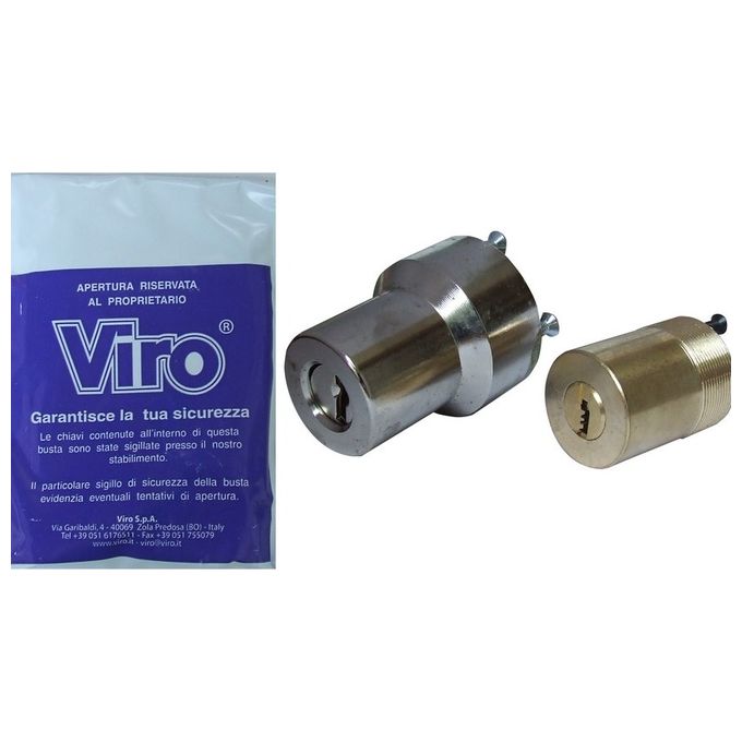 Viro 4707-47146511 Palladium Coppia Cilindri di Sicurezza per Spranga Fissa con Corazza 3 Chiavi