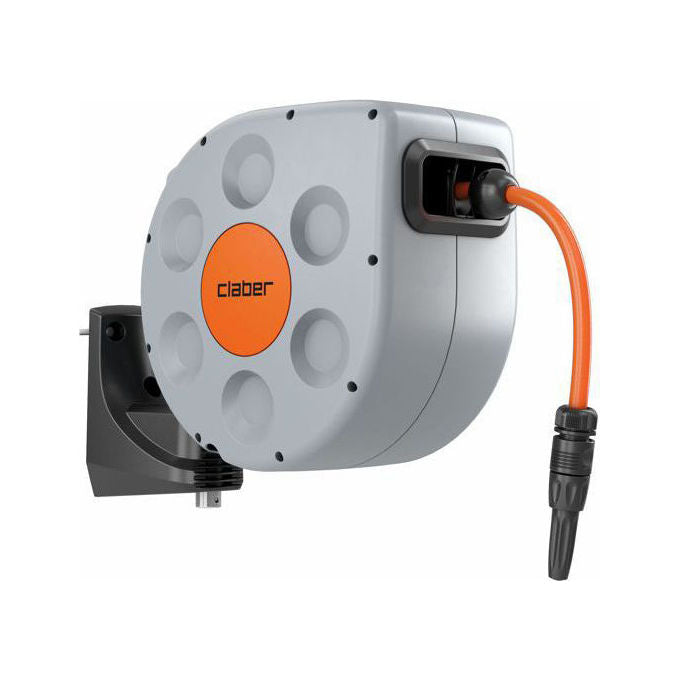 Claber CL0000086920000 Rotoroll Evolution Avvolgitubo Automatico a Muro 10 m Slow Rewind System attacco 3-4'' diametro 1-2''