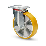 VALS 8699 37 Ruota Industriale con Piastra Girevole in Acciaio Zincato Poliuretano Avolan 150 mm colore Giallo