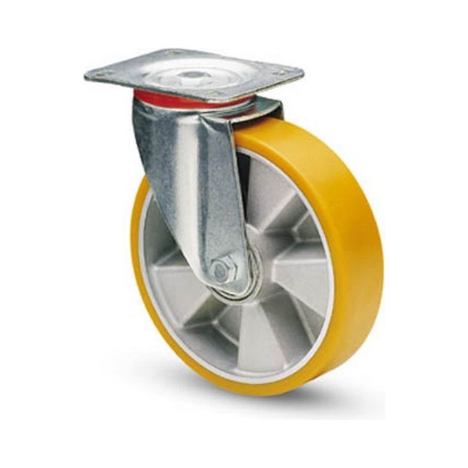 VALS 8699 37 Ruota Industriale con Piastra Girevole in Acciaio Zincato Poliuretano Avolan 150 mm colore Giallo