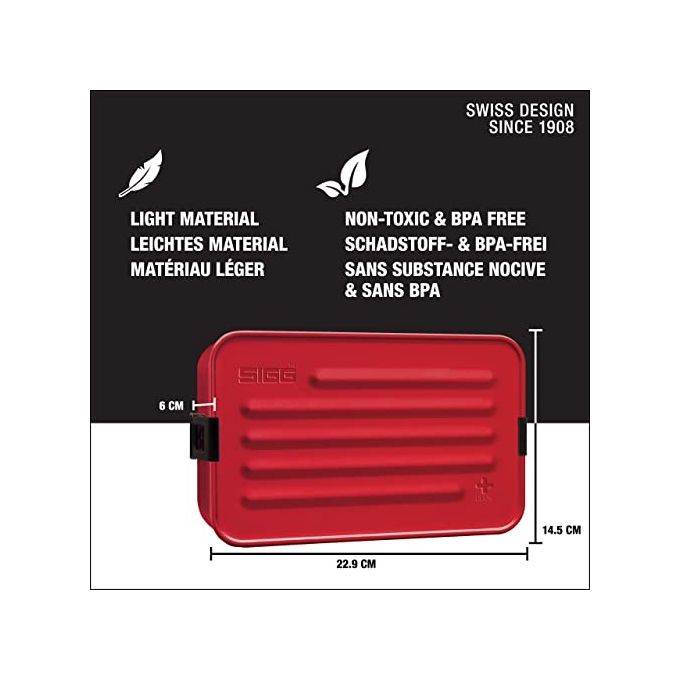 SIGG 207607 Metal Box Plus L Lunchbox in Alluminio 1.4 L con Inserto Separatore Colore Rosso