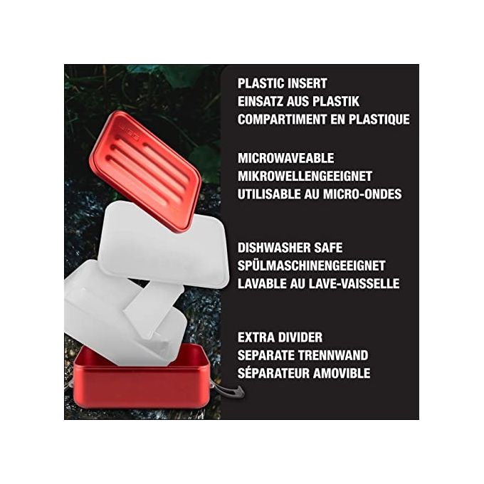 SIGG 207607 Metal Box Plus L Lunchbox in Alluminio 1.4 L con Inserto Separatore Colore Rosso