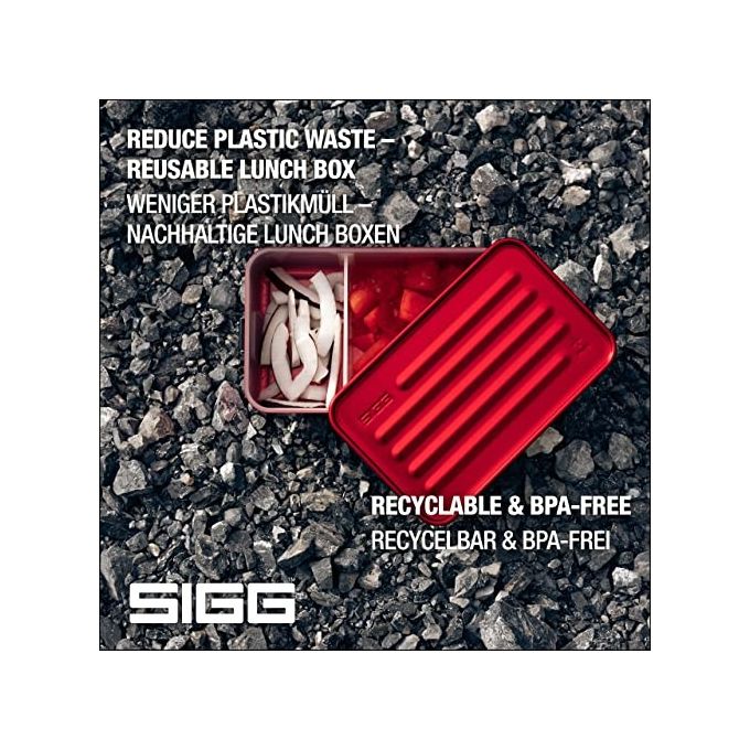 SIGG 207607 Metal Box Plus L Lunchbox in Alluminio 1.4 L con Inserto Separatore Colore Rosso