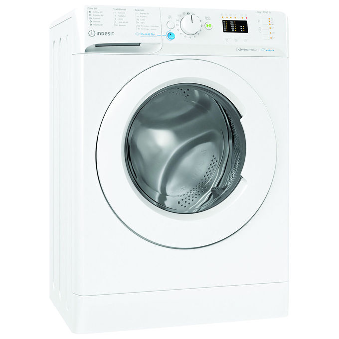 Indesit 869993315970 BWSA 7126X WV IT Lavatrice Caricamento Frontale 7 Kg 1200 rpm Classe A Inverter Display LED Vapore (85x59.5x43.5 cm) colore Bianco