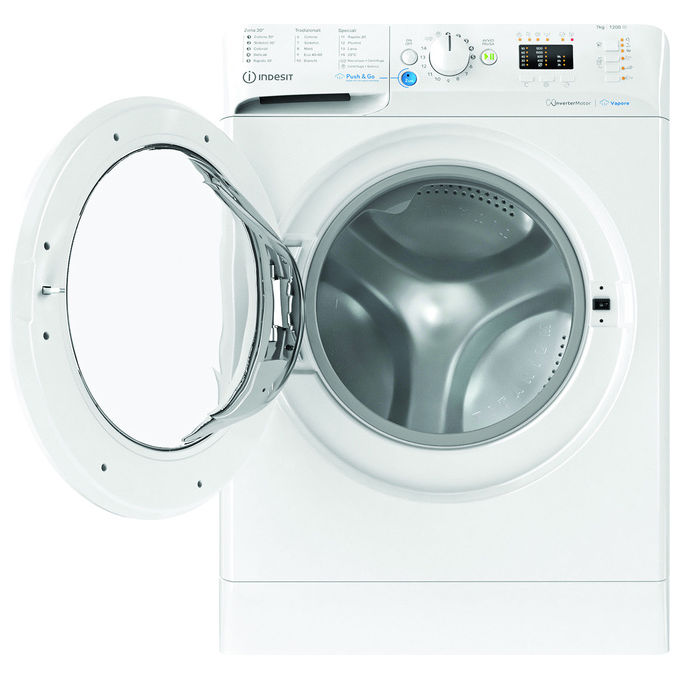 Indesit 869993315970 BWSA 7126X WV IT Lavatrice Caricamento Frontale 7 Kg 1200 rpm Classe A Inverter Display LED Vapore (85x59.5x43.5 cm) colore Bianco