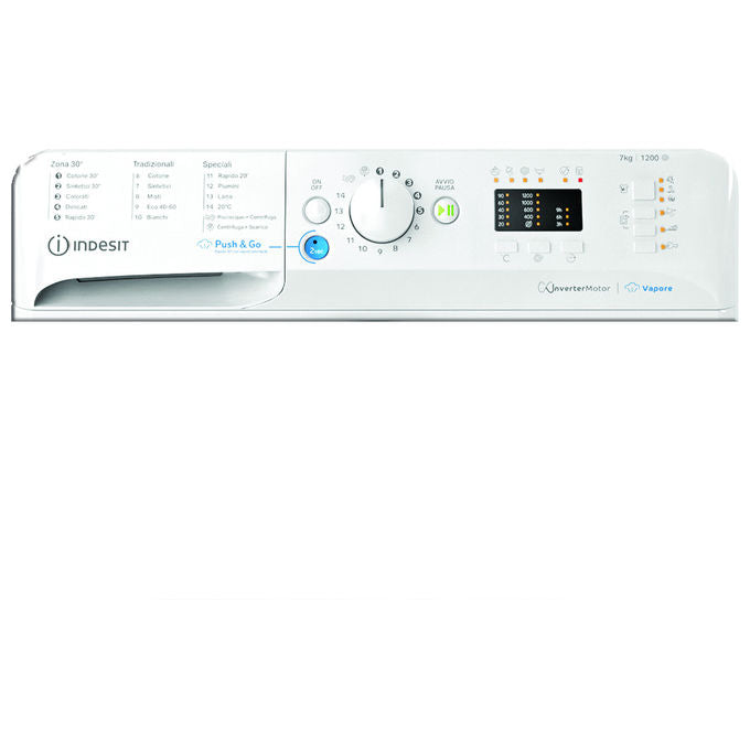Indesit 869993315970 BWSA 7126X WV IT Lavatrice Caricamento Frontale 7 Kg 1200 rpm Classe A Inverter Display LED Vapore (85x59.5x43.5 cm) colore Bianco