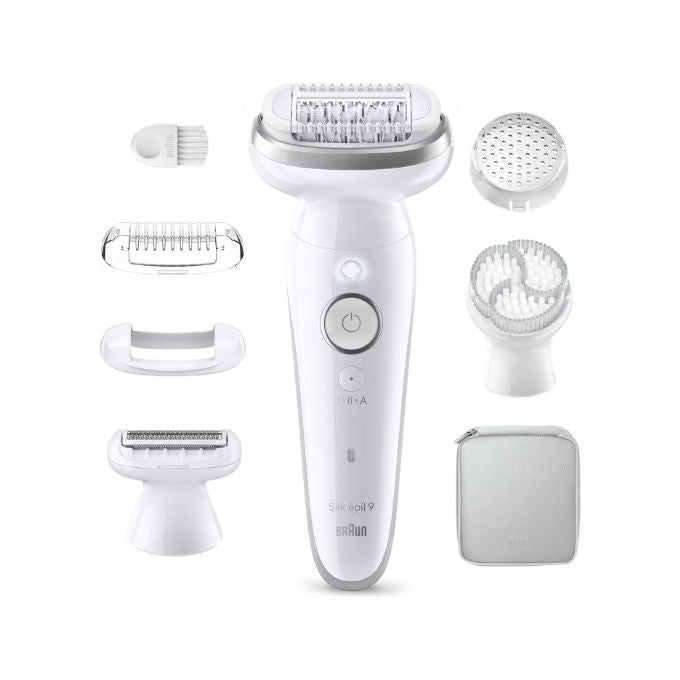 Braun SE9-061 Silk-épil 9 Epilatore Wet and Dry 40 pinzette MicroGrip autonomia 50 min con accessori colore Bianco