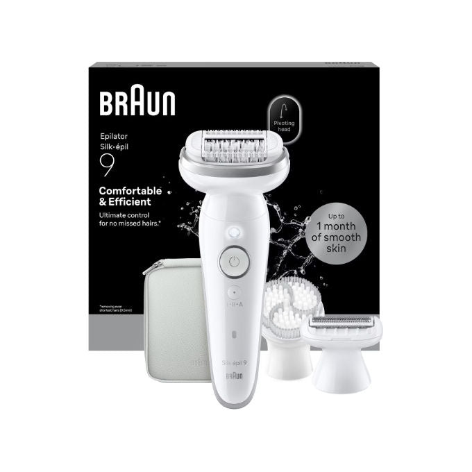 Braun SE9-061 Silk-épil 9 Epilatore Wet and Dry 40 pinzette MicroGrip autonomia 50 min con accessori colore Bianco