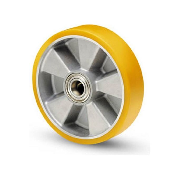 Valsecchi 8704 Ruota Industriale Vulkolan Libera senza supporto 80 mm 25 mm portata 150 Kg nucleo alluminio colore Silver e Giallo