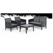 Keter ATLAS FORMA Set Salotto da Giardino 4 Posti 2 Poltrone Divano Tavolino Cuscini Inclusi Resina UV colore Grafite