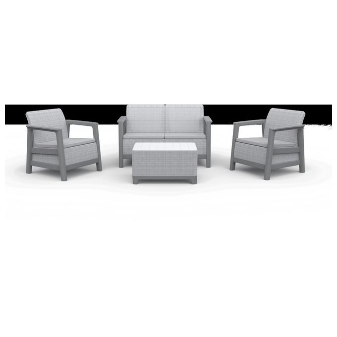 Keter Scandi Linea Lounge Set Poltrone  Divano Tavolino contenitore Grigio