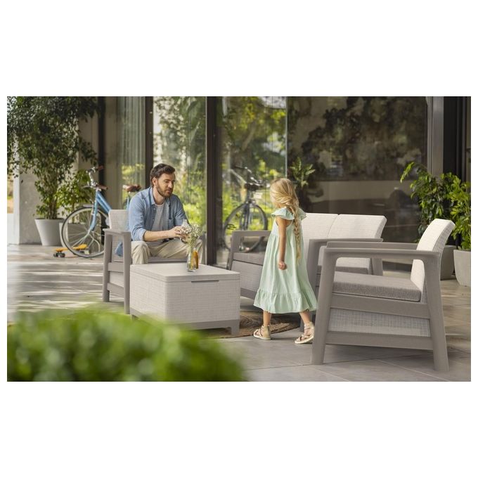 Keter Scandi Linea Lounge Set Poltrone  Divano Tavolino contenitore Grigio