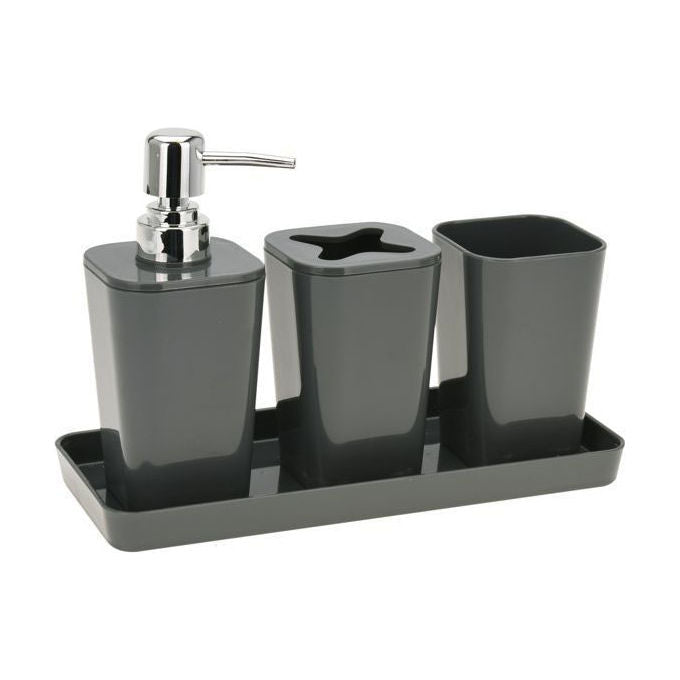 Edco EDCO-001253-03 Set Accessori Bagno 4 Pezzi Plastica dispenser sapone portasapone portasciugamani portarotolo colore Assortito
