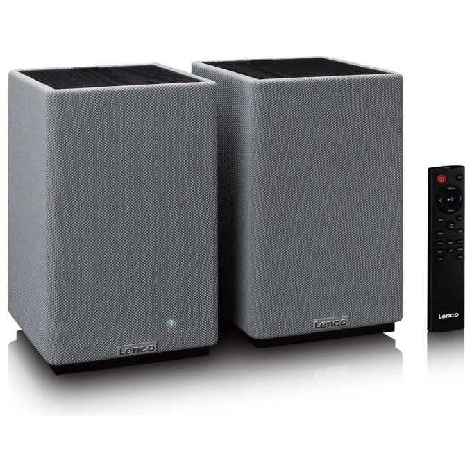 Lenco SPB240BKGY Coppia Casse Attive 2 x 40 W Bluetooth 5.3 Classe D Grigio e Nero