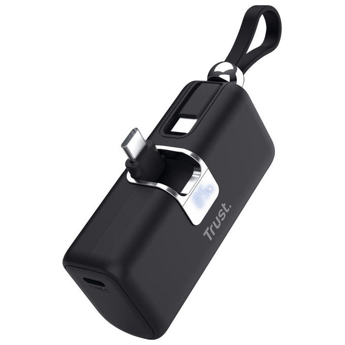 Trust 26104 PACTO Powerbank 5000 mAh 20W PD Cavo USB-C Integrato Display LED colore Nero