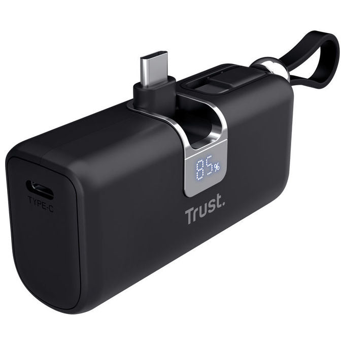 Trust 26104 PACTO Powerbank 5000 mAh 20W PD Cavo USB-C Integrato Display LED colore Nero
