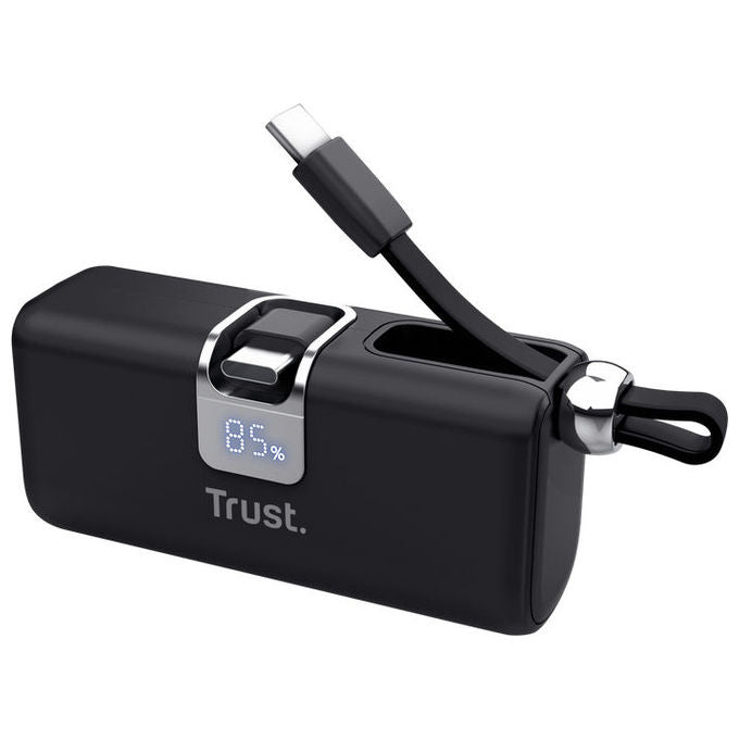 Trust 26104 PACTO Powerbank 5000 mAh 20W PD Cavo USB-C Integrato Display LED colore Nero