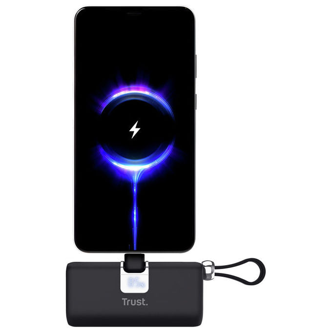 Trust 26104 PACTO Powerbank 5000 mAh 20W PD Cavo USB-C Integrato Display LED colore Nero
