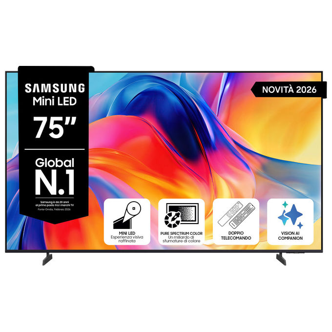 Samsung UE75M70HAUXZT TV Mini LED 75'' 4K UHD Smart TV Tizen Vision AI OTS Lite Wi-Fi DVB-T2 colore Nero