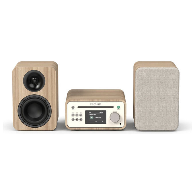 Pure 254591 Classic Stereo Mini Microsistema Hi-Fi 40 W Lettore CD DAB+ FM Bluetooth 5.3 USB AUX colore Bianco Quercia