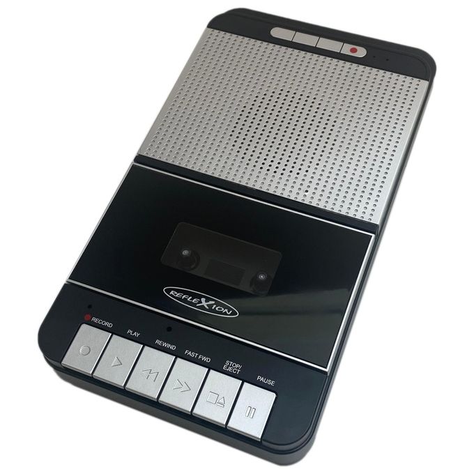 Reflexion CCR8018 Registratore a cassette One Touch Recording USB MP3 Microfono e Altoparlante integrati Ingresso AUX 3.5 mm colore Nero Grigio