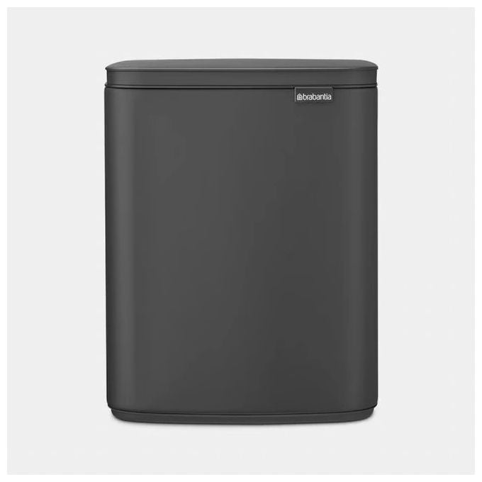Brabantia BO12L MINERAL Pattumiera 12 litri Acciaio con Chiusura Delicata e Base Antiscivolo colore Grigio