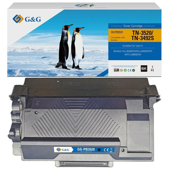 GandG, Toner Compatibile con Brother TN-3520, Nero, 20000 Pagine